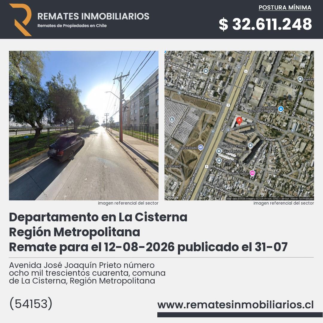 Imagen ficha Avenida José Joaquín Prieto número ocho mil trescientos cuarenta, comuna de La Cisterna, Región Metropolitana
