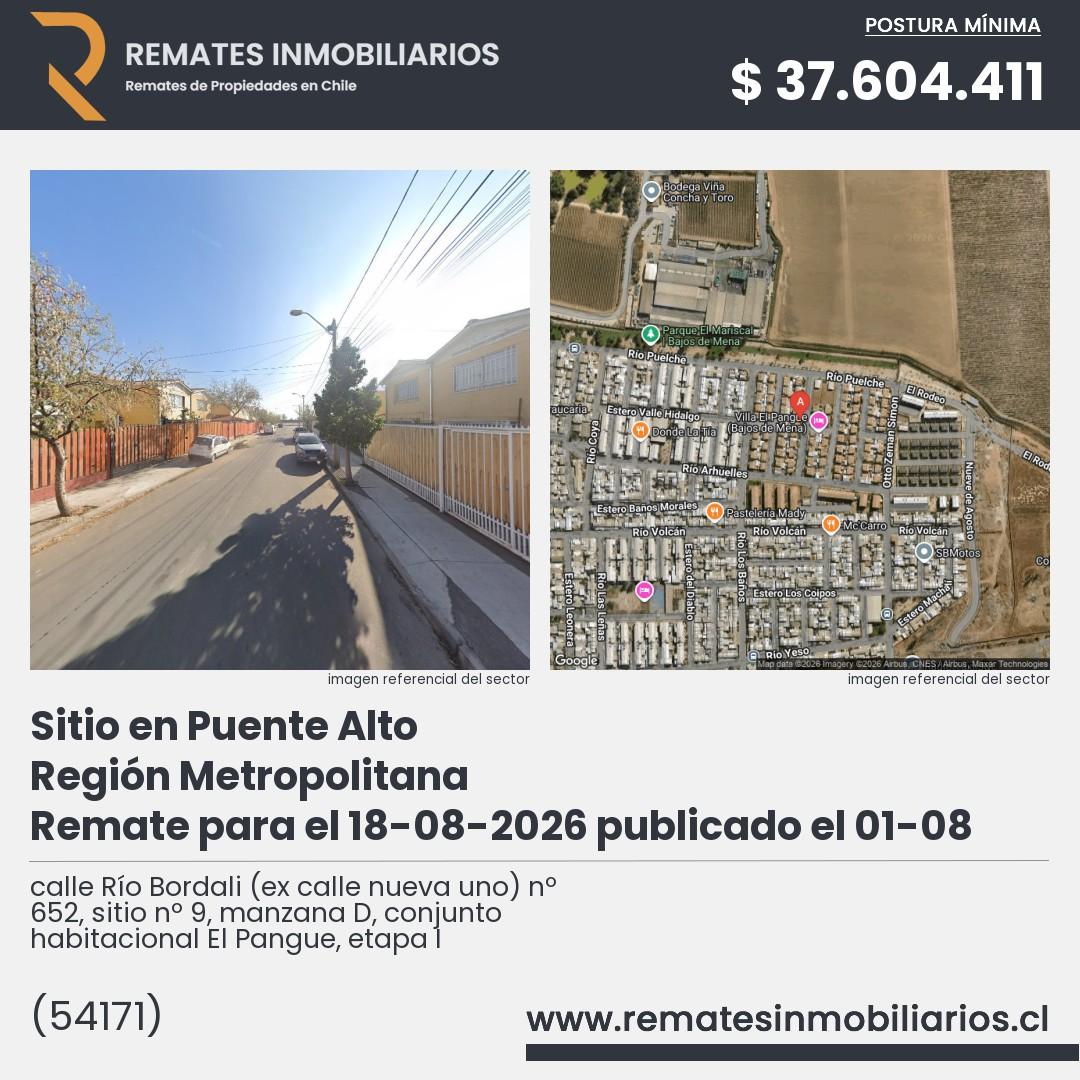 Imagen ficha calle Río Bordali (ex calle nueva uno) nº 652, sitio nº 9, manzana D, conjunto habitacional El Pangue, etapa I