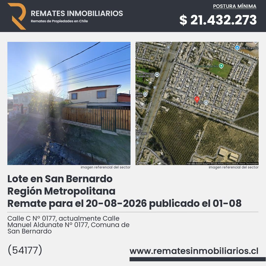 Imagen ficha Calle C Nº 0177, actualmente Calle Manuel Aldunate Nº 0177, Comuna de San Bernardo