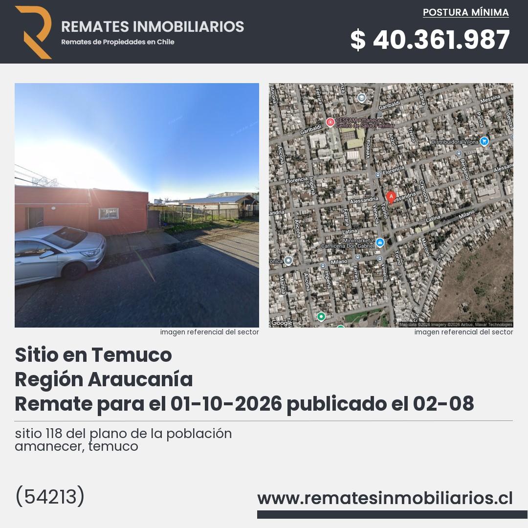 Imagen ficha sitio 118 del plano de la población amanecer, temuco
