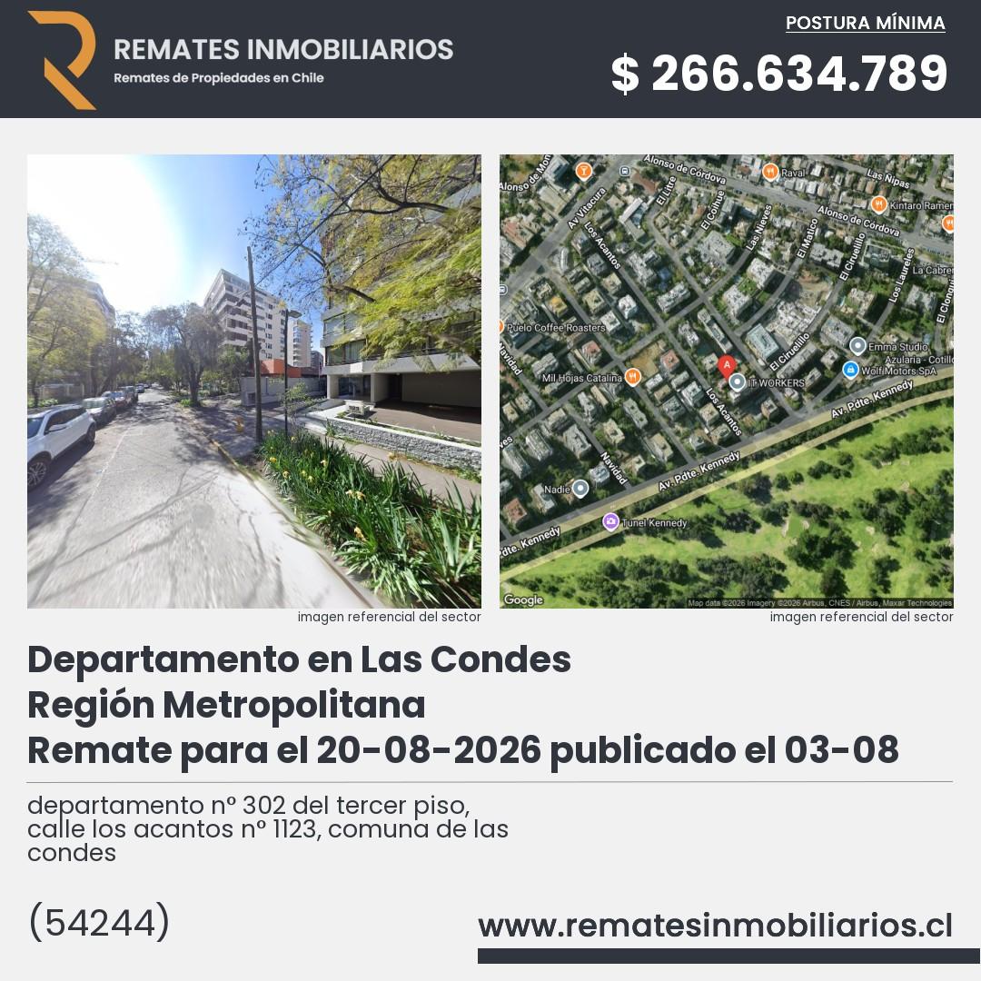 Imagen ficha departamento n° 302 del tercer piso, calle los acantos n° 1123, comuna de las condes