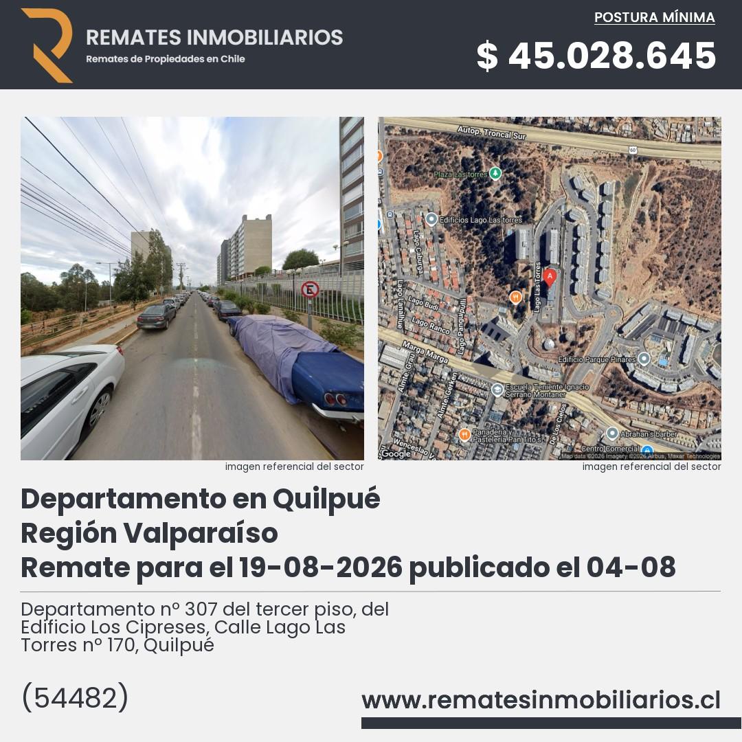 Imagen ficha Departamento nº 307 del tercer piso, del Edificio Los Cipreses, Calle Lago Las Torres nº 170, Quilpué