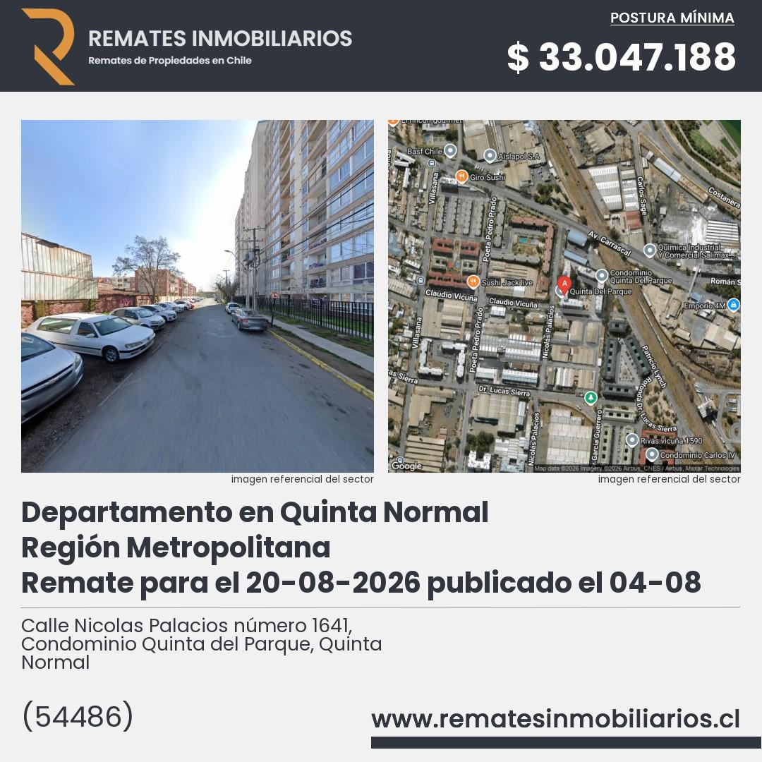 Imagen ficha Calle Nicolas Palacios número 1641, Condominio Quinta del Parque, Quinta Normal