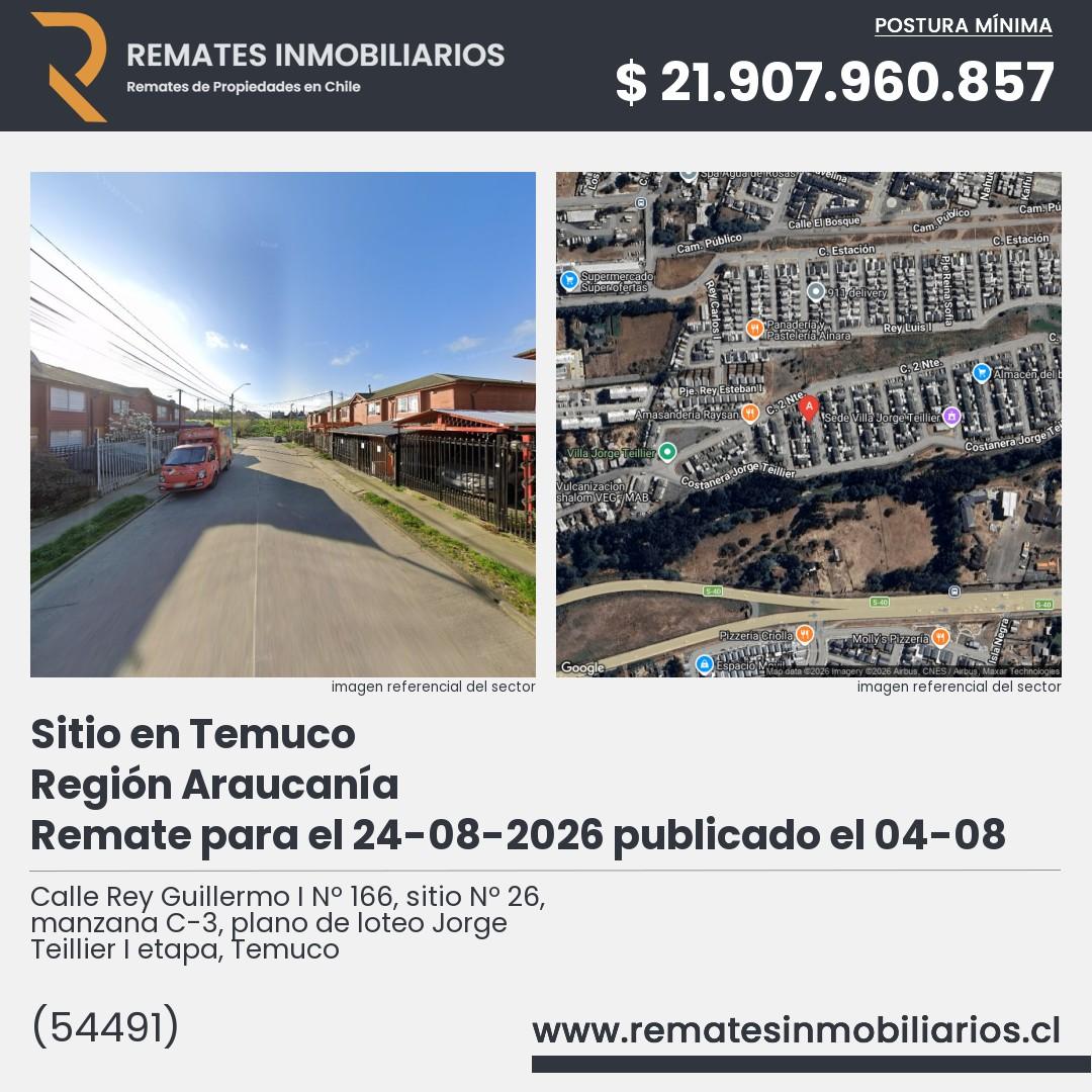 Imagen ficha Calle Rey Guillermo I Nº 166, sitio Nº 26, manzana C-3, plano de loteo Jorge Teillier I etapa, Temuco