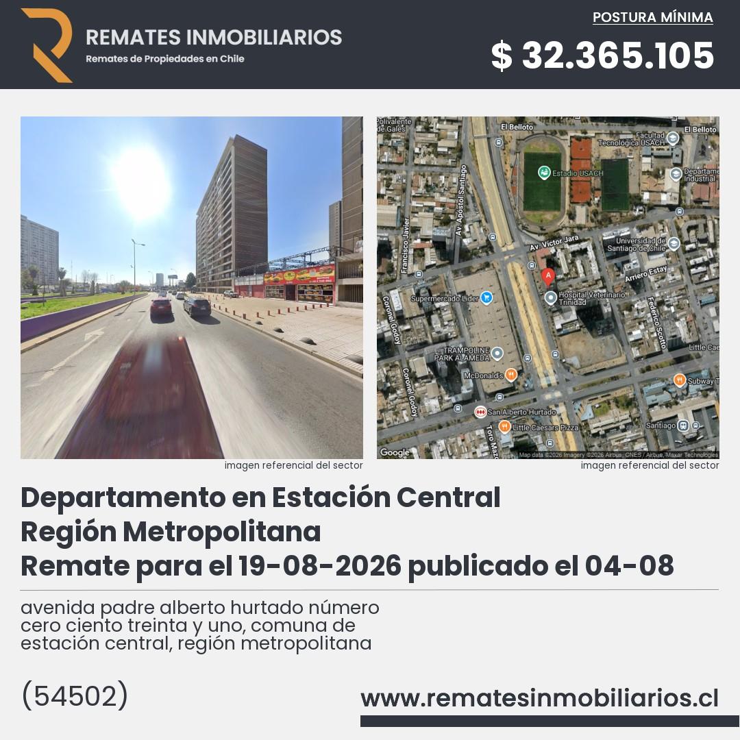 Imagen ficha avenida padre alberto hurtado número cero ciento treinta y uno, comuna de estación central, región metropolitana
