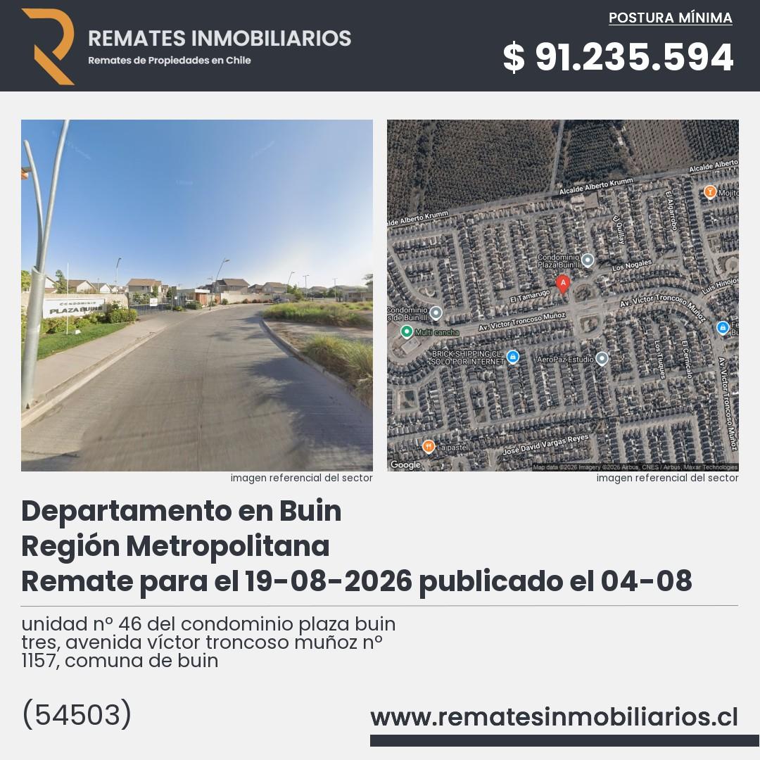 Imagen ficha unidad nº 46 del condominio plaza buin tres, avenida víctor troncoso muñoz nº 1157, comuna de buin