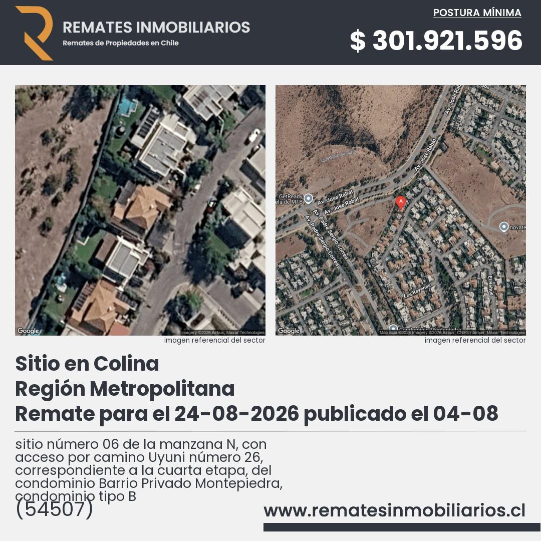 Imagen ficha sitio número 06 de la manzana N, con acceso por camino Uyuni número 26, correspondiente a la cuarta etapa, del condominio Barrio Privado Montepiedra, condominio tipo B