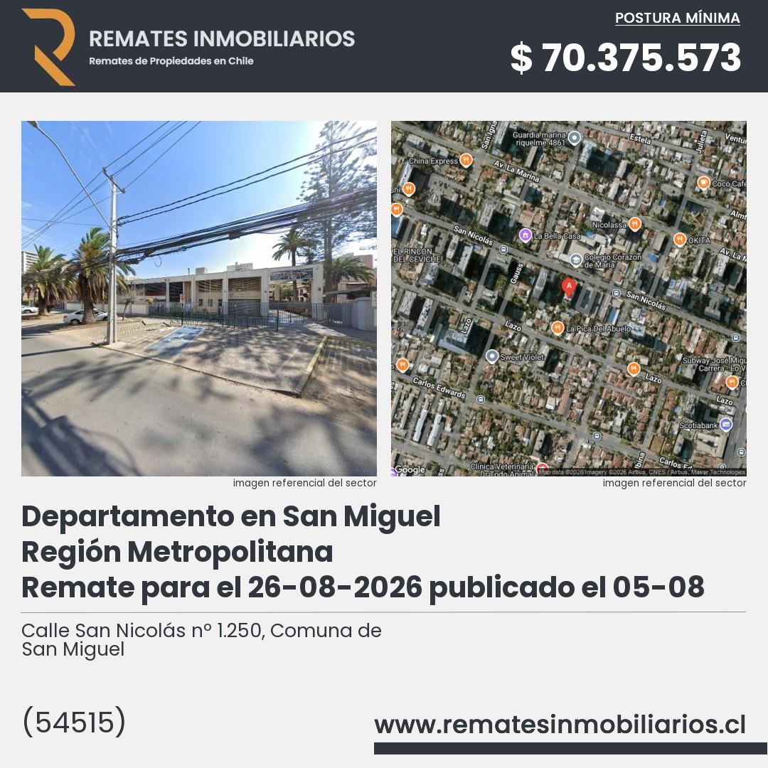 Imagen ficha Calle San Nicolás nº 1.250, Comuna de San Miguel