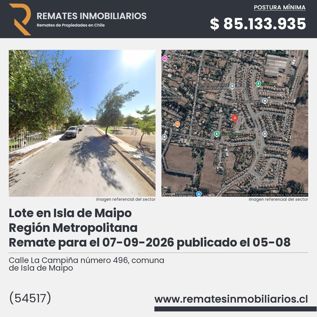 Imagen ficha Calle La Campiña número 496, comuna de Isla de Maipo