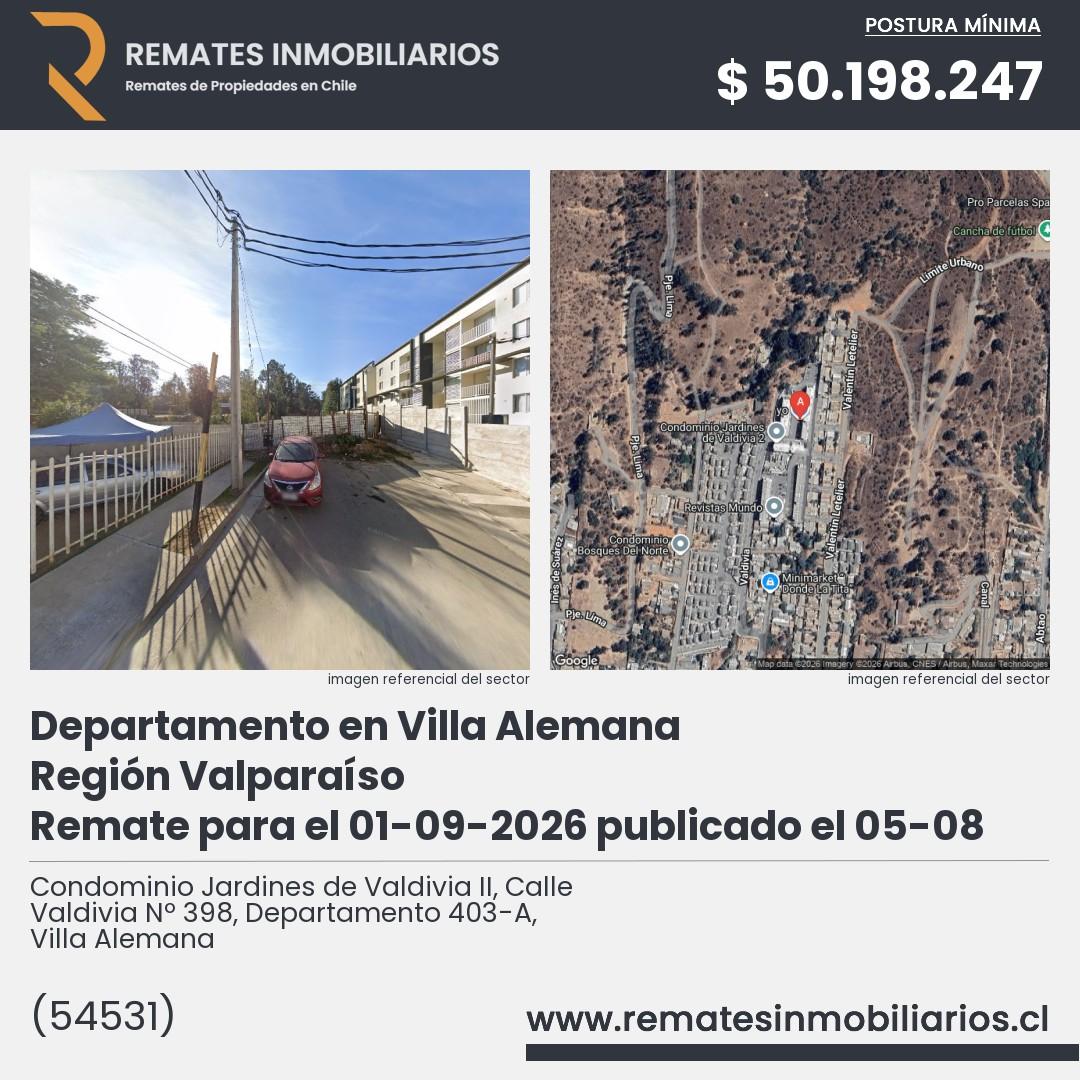 Imagen ficha Condominio Jardines de Valdivia II, Calle Valdivia Nº 398, Departamento 403-A, Villa Alemana