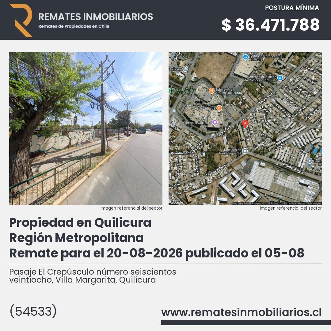 Imagen ficha Pasaje El Crepúsculo número seiscientos veintiocho, Villa Margarita, Quilicura