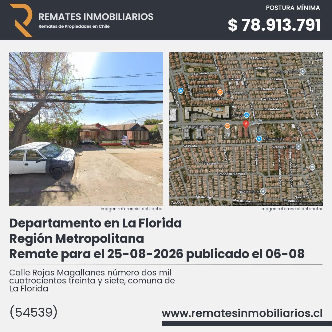 Imagen ficha Calle Rojas Magallanes número dos mil cuatrocientos treinta y siete, comuna de La Florida