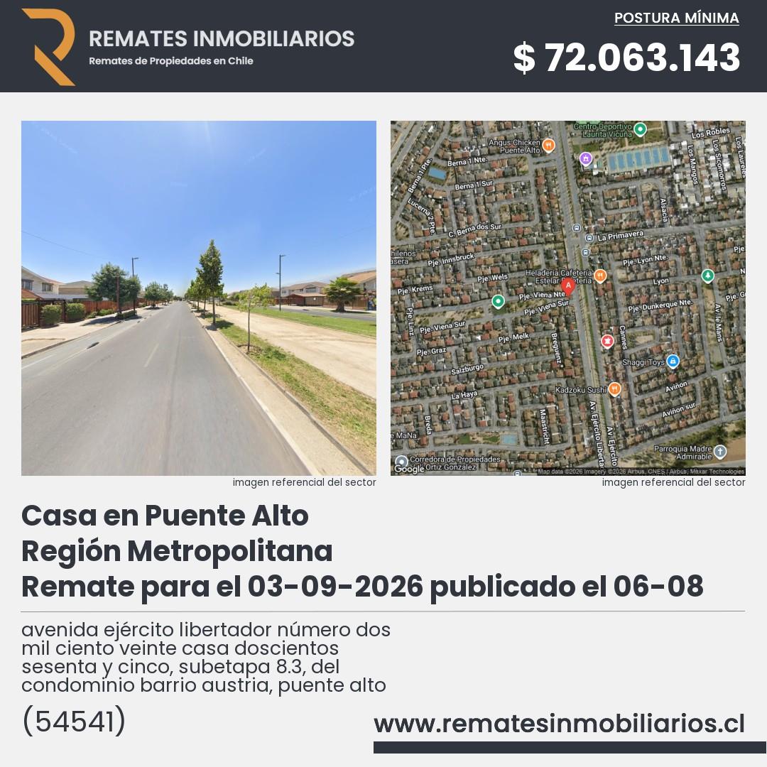 Imagen ficha avenida ejército libertador número dos mil ciento veinte casa doscientos sesenta y cinco, subetapa 8.3, del condominio barrio austria, puente alto