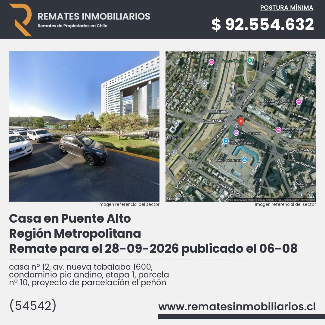 Imagen ficha casa nº 12, av. nueva tobalaba 1600, condominio pie andino, etapa 1, parcela nº 10, proyecto de parcelación el peñón