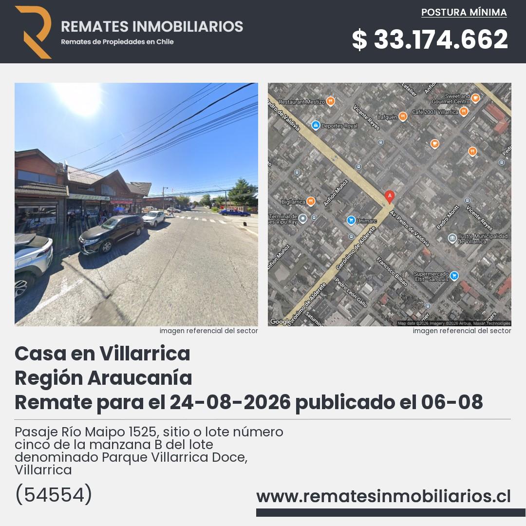 Imagen ficha Pasaje Río Maipo 1525, sitio o lote número cinco de la manzana B del lote denominado Parque Villarrica Doce, Villarrica