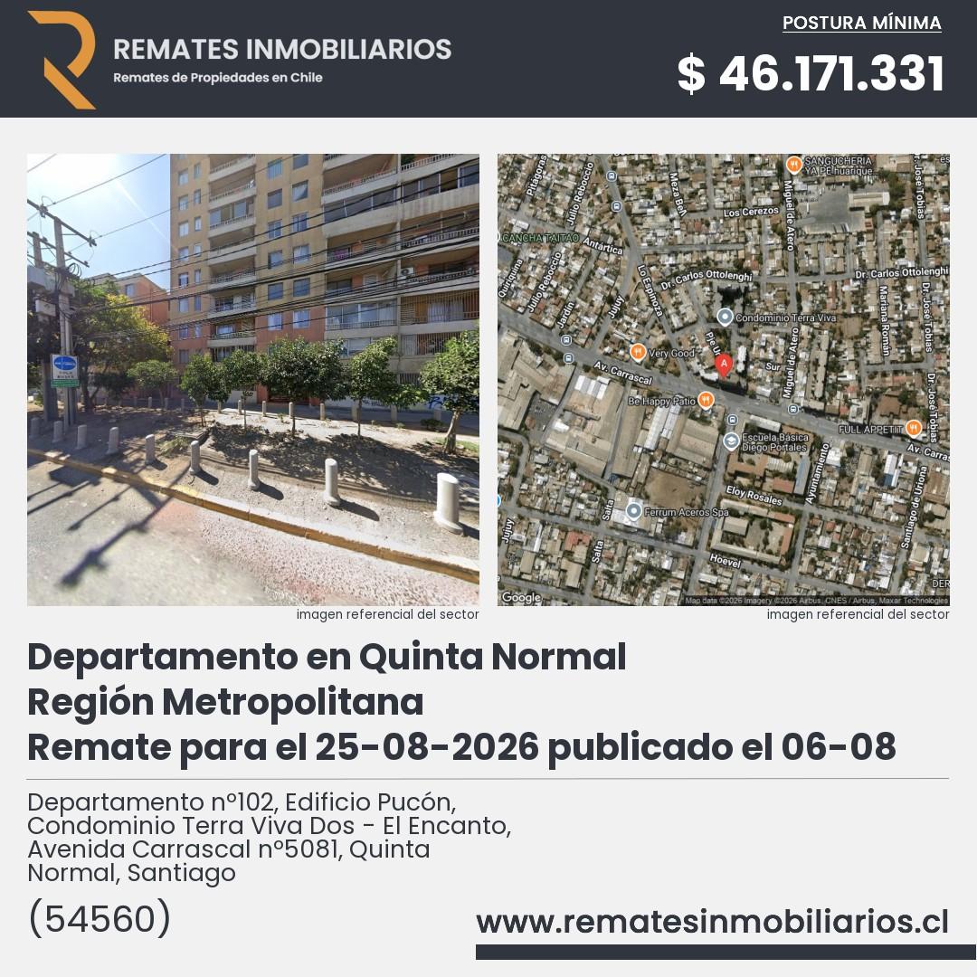 Imagen ficha Departamento nº102, Edificio Pucón, Condominio Terra Viva Dos - El Encanto, Avenida Carrascal nº5081, Quinta Normal, Santiago