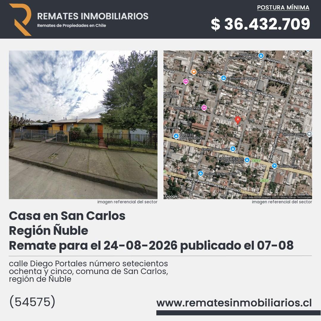Imagen ficha calle Diego Portales número setecientos ochenta y cinco, comuna de San Carlos, región de Ñuble