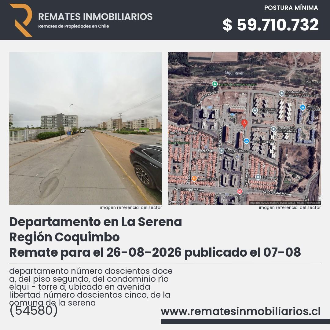 Imagen ficha departamento número doscientos doce a, del piso segundo, del condominio río elqui - torre a, ubicado en avenida libertad número doscientos cinco, de la comuna de la serena