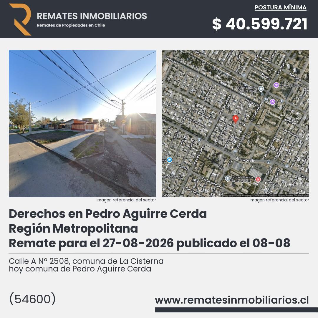 Imagen ficha Calle A Nº 2508, comuna de La Cisterna hoy comuna de Pedro Aguirre Cerda