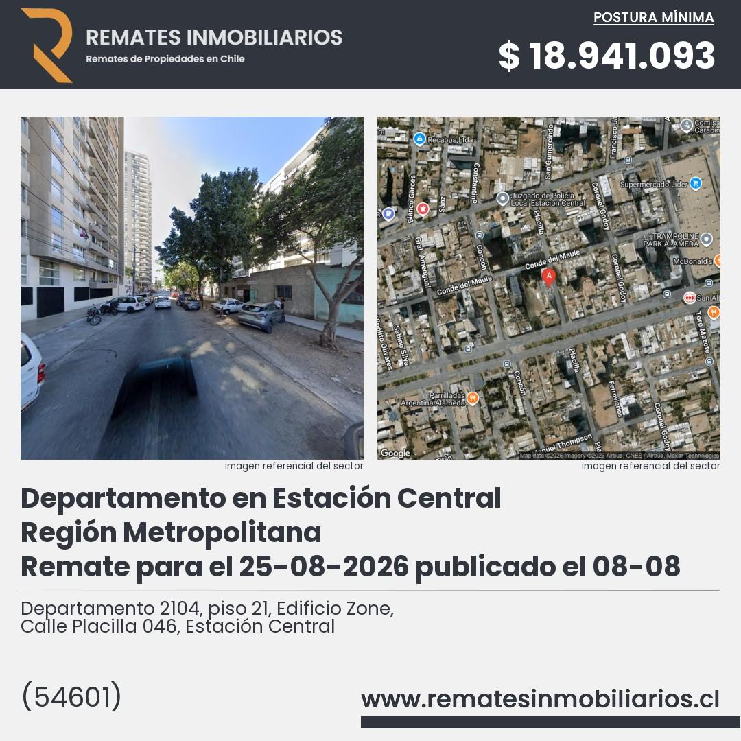 Imagen ficha Departamento 2104, piso 21, Edificio Zone, Calle Placilla 046, Estación Central