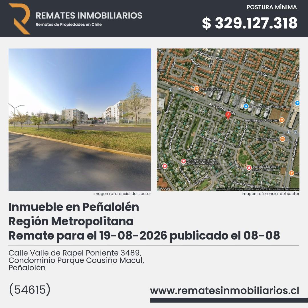 Imagen ficha Calle Valle de Rapel Poniente 3489, Condominio Parque Cousiño Macul, Peñalolén