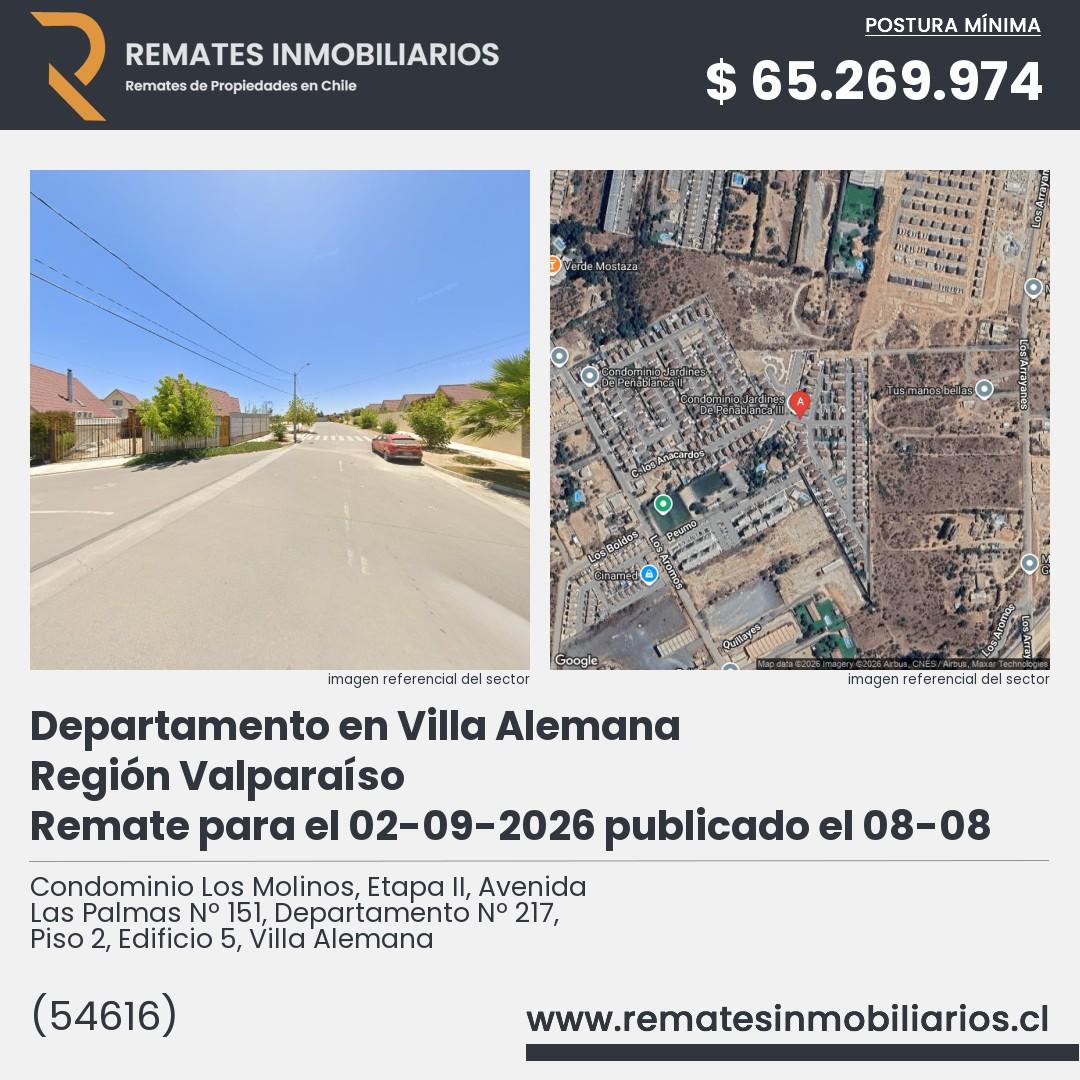 Imagen ficha Condominio Los Molinos, Etapa II, Avenida Las Palmas Nº 151, Departamento Nº 217, Piso 2, Edificio 5, Villa Alemana