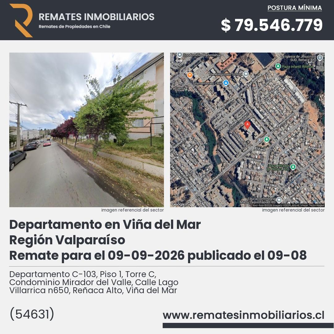 Imagen ficha Departamento C-103, Piso 1, Torre C, Condominio Mirador del Valle, Calle Lago Villarrica n650, Reñaca Alto, Viña del Mar