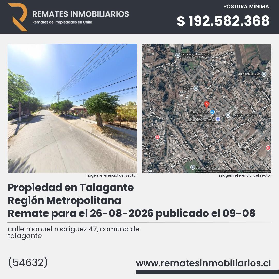 Imagen ficha calle manuel rodríguez 47, comuna de talagante