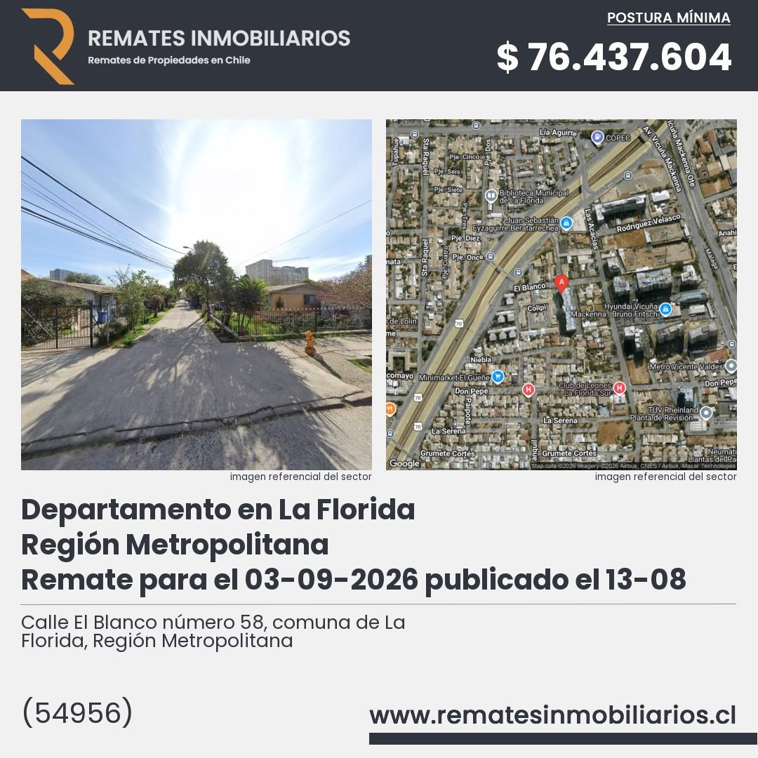 Imagen ficha Calle El Blanco número 58, comuna de La Florida, Región Metropolitana