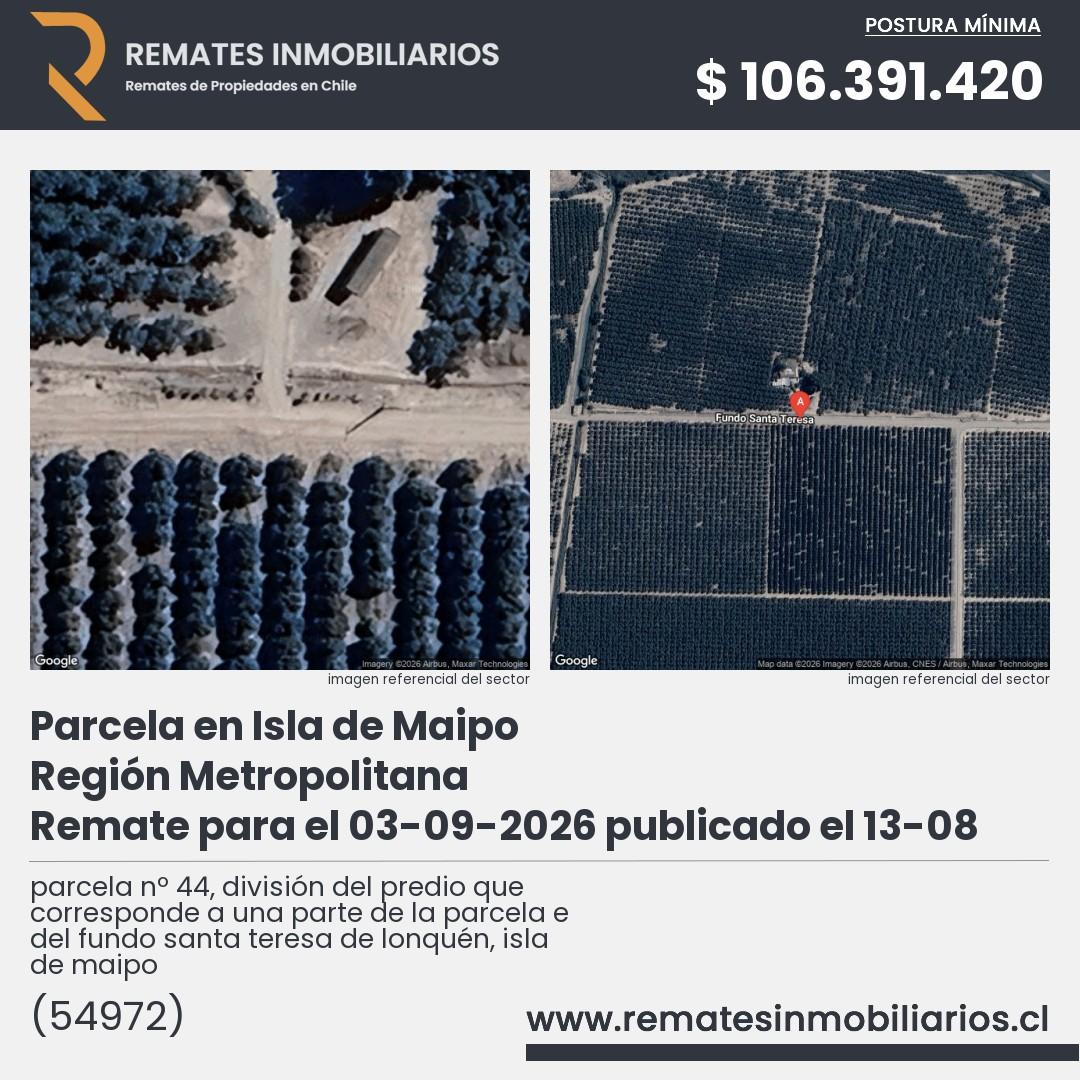 Imagen ficha parcela nº 44, división del predio que corresponde a una parte de la parcela e del fundo santa teresa de lonquén, isla de maipo