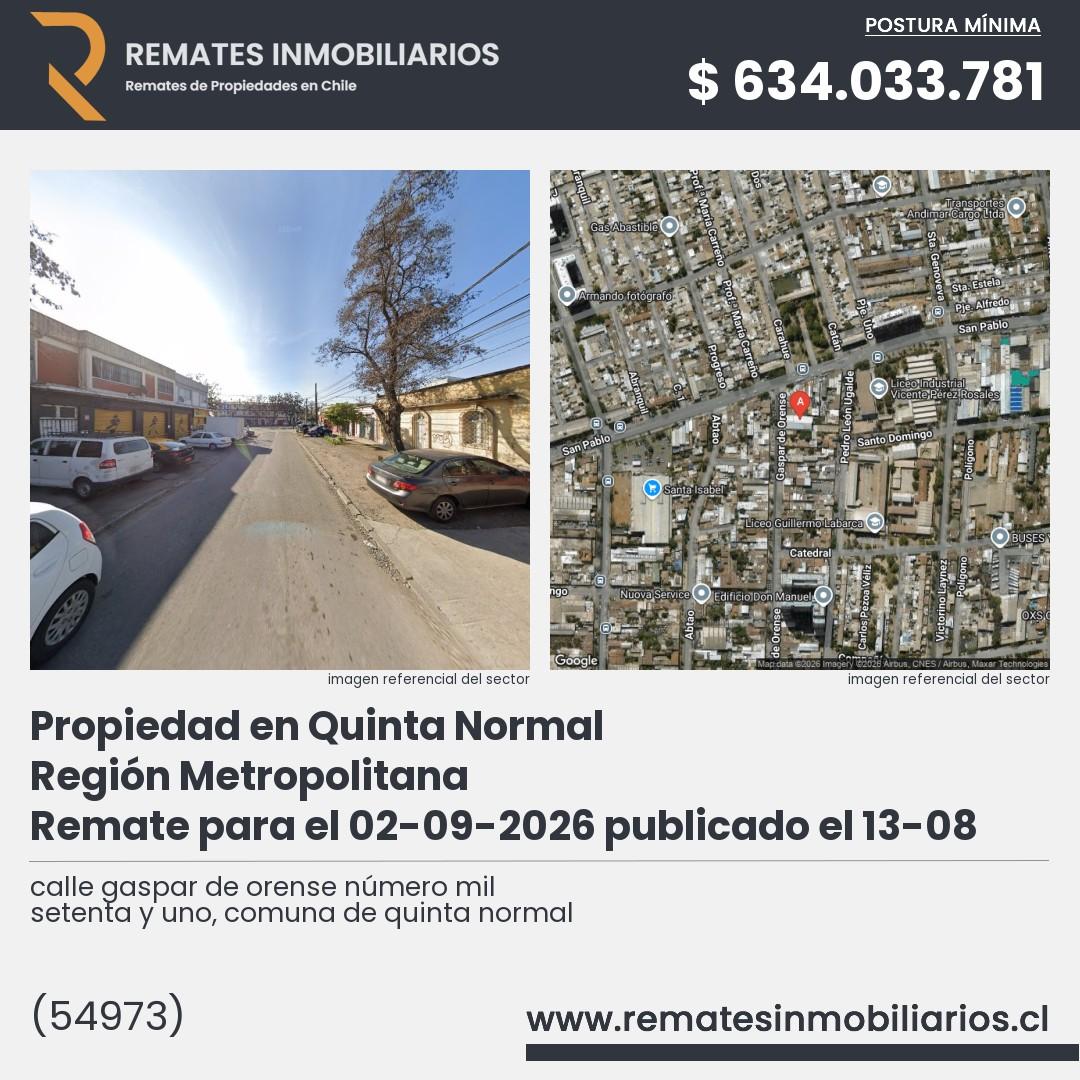 Imagen ficha calle gaspar de orense número mil setenta y uno, comuna de quinta normal