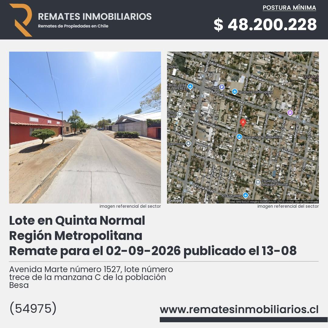 Imagen ficha Avenida Marte número 1527, lote número trece de la manzana C de la población Besa