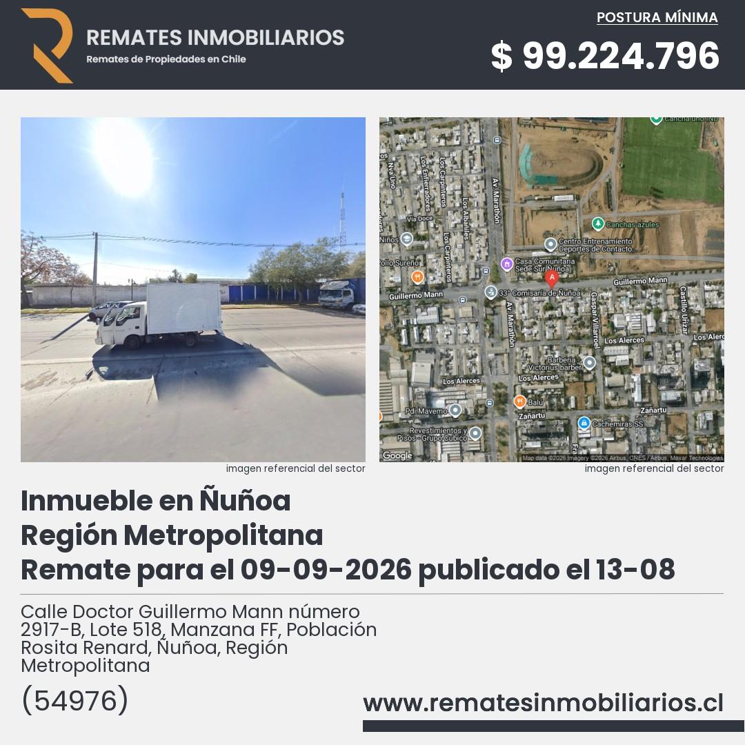 Imagen ficha Calle Doctor Guillermo Mann número 2917-B, Lote 518, Manzana FF, Población Rosita Renard, Ñuñoa, Región Metropolitana