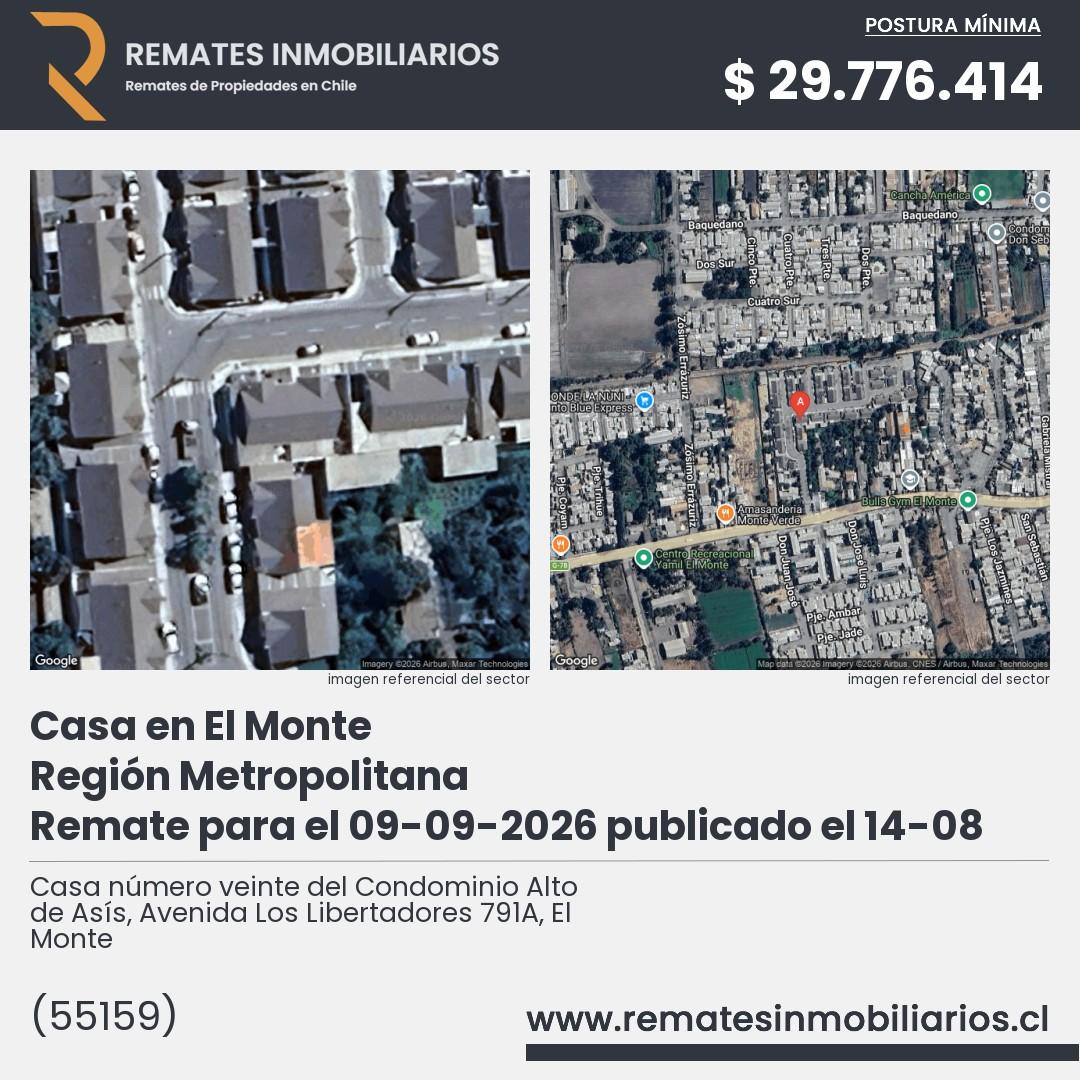 Imagen ficha Casa número veinte del Condominio Alto de Asís, Avenida Los Libertadores 791A, El Monte