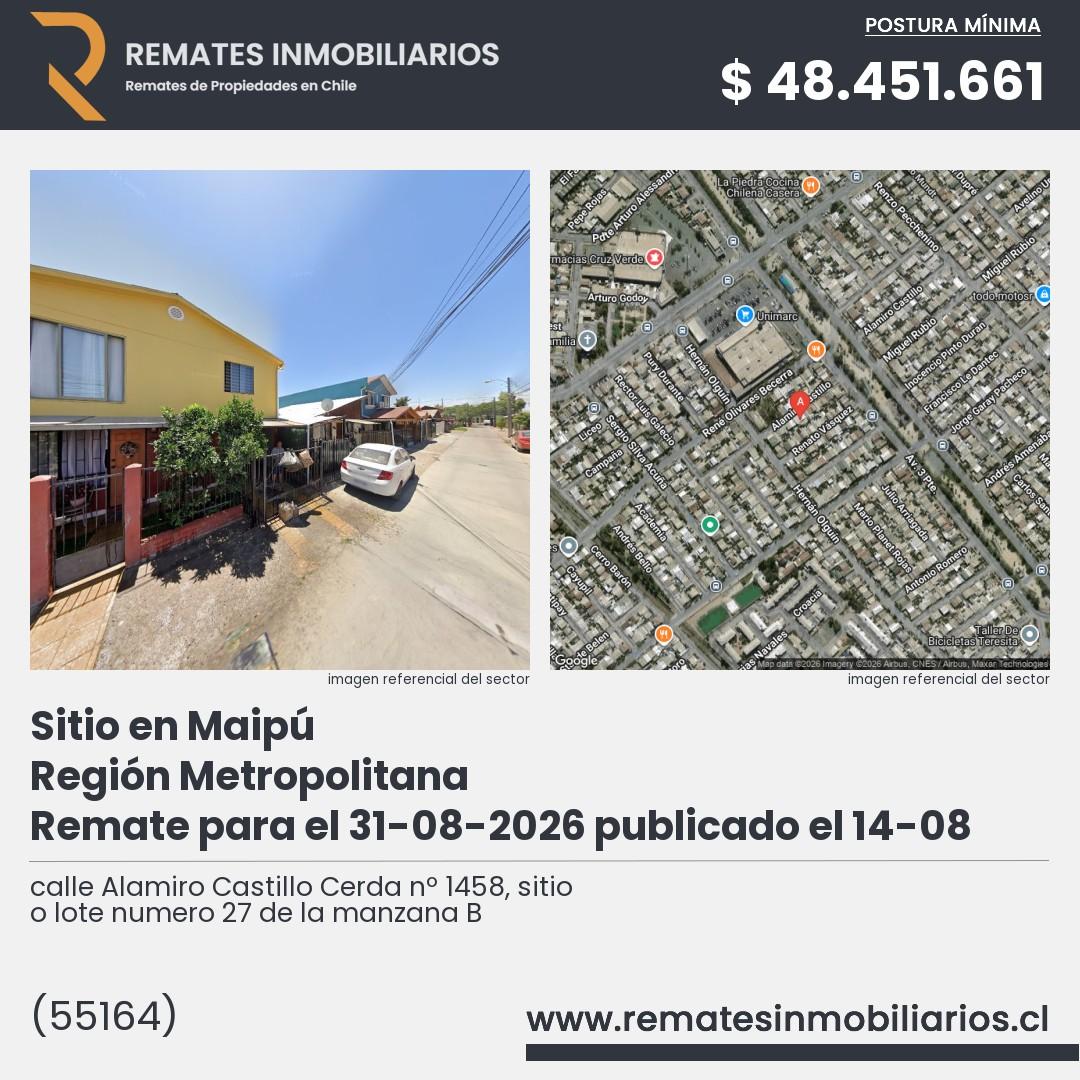 Imagen ficha calle Alamiro Castillo Cerda nº 1458, sitio o lote numero 27 de la manzana B