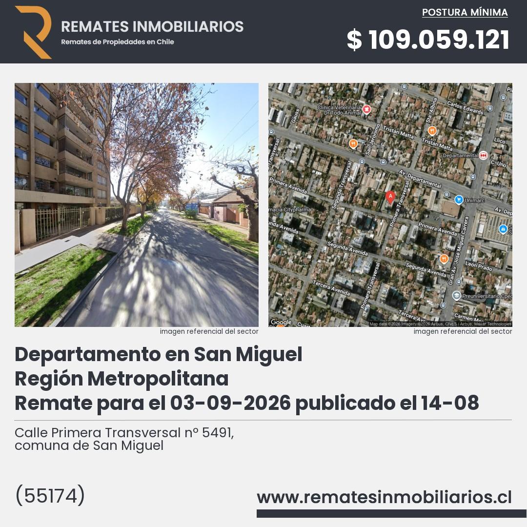 Imagen ficha Calle Primera Transversal nº 5491, comuna de San Miguel