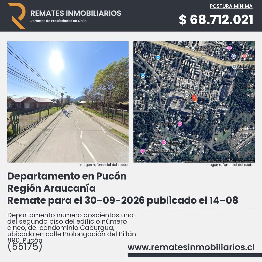 Imagen ficha Departamento número doscientos uno, del segundo piso del edificio número cinco, del condominio Caburgua, ubicado en calle Prolongación del Pillán 890, Pucón