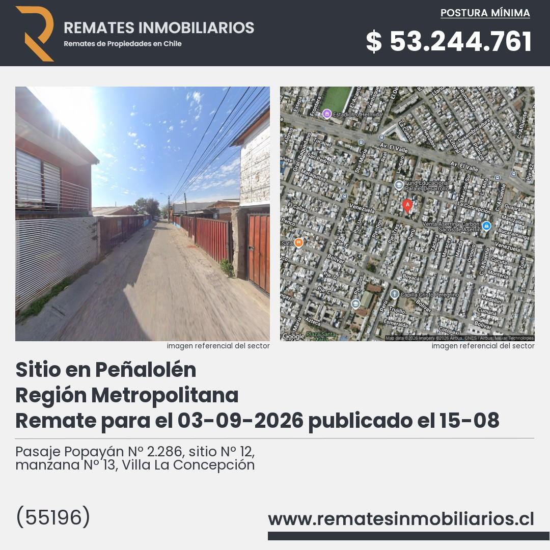 Imagen ficha Pasaje Popayán Nº 2.286, sitio Nº 12, manzana Nº 13, Villa La Concepción
