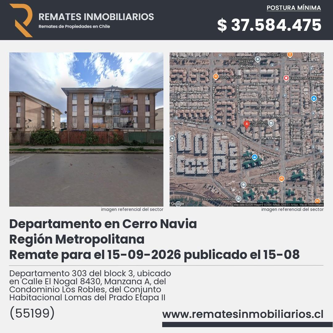 Imagen ficha Departamento 303 del block 3, ubicado en Calle El Nogal 8430, Manzana A, del Condominio Los Robles, del Conjunto Habitacional Lomas del Prado Etapa II