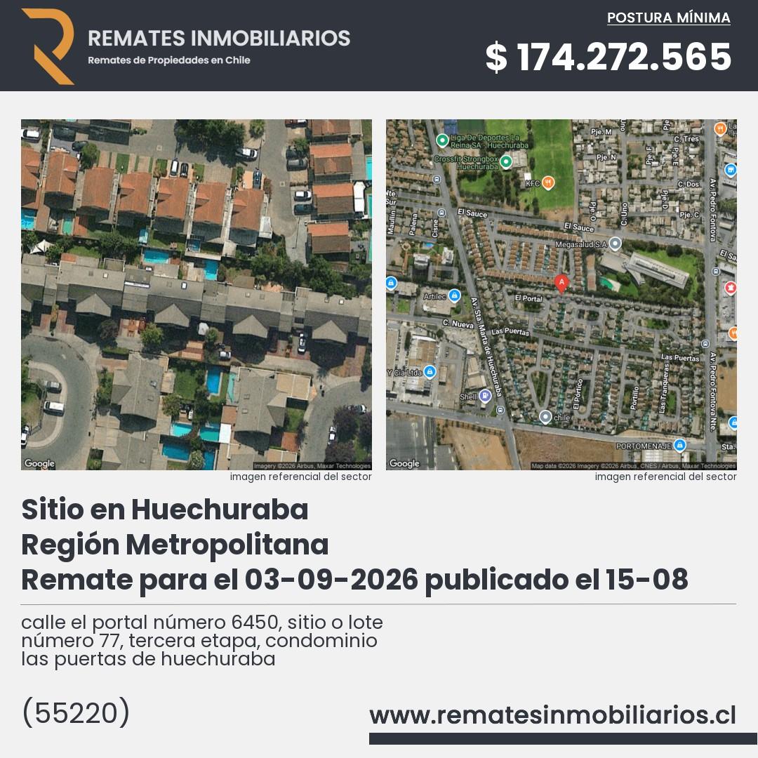 Imagen ficha calle el portal número 6450, sitio o lote número 77, tercera etapa, condominio las puertas de huechuraba