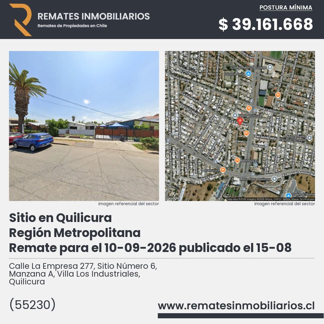 Imagen ficha Calle La Empresa 277, Sitio Número 6, Manzana A, Villa Los Industriales, Quilicura