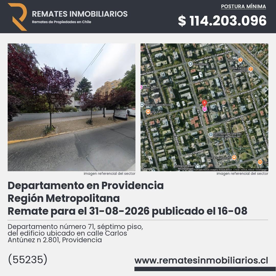 Imagen ficha Departamento número 71, séptimo piso, del edificio ubicado en calle Carlos Antúnez n 2.801, Providencia