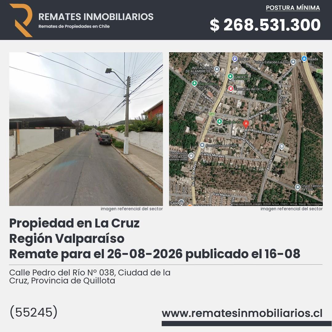 Imagen ficha Calle Pedro del Río Nº 038, Ciudad de la Cruz, Provincia de Quillota