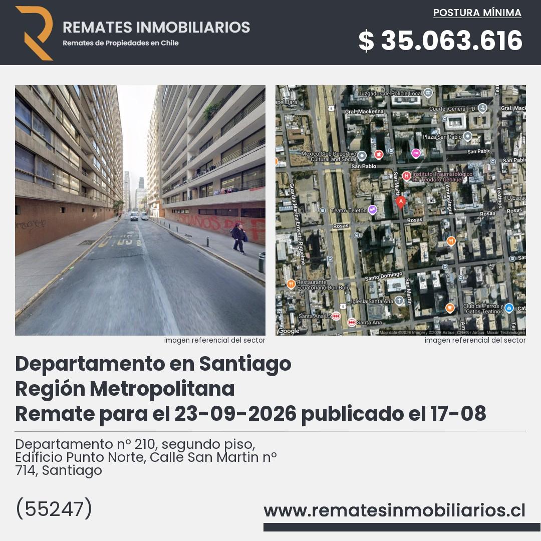 Imagen ficha Departamento nº 210, segundo piso, Edificio Punto Norte, Calle San Martin nº 714, Santiago