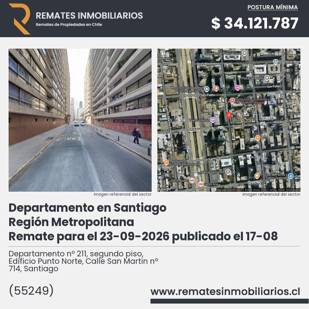 Imagen ficha Departamento nº 211, segundo piso, Edificio Punto Norte, Calle San Martin nº 714, Santiago