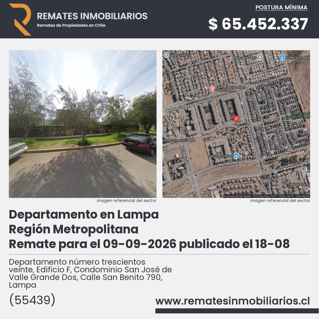 Imagen ficha Departamento número trescientos veinte, Edificio F, Condominio San José de Valle Grande Dos, Calle San Benito 790, Lampa