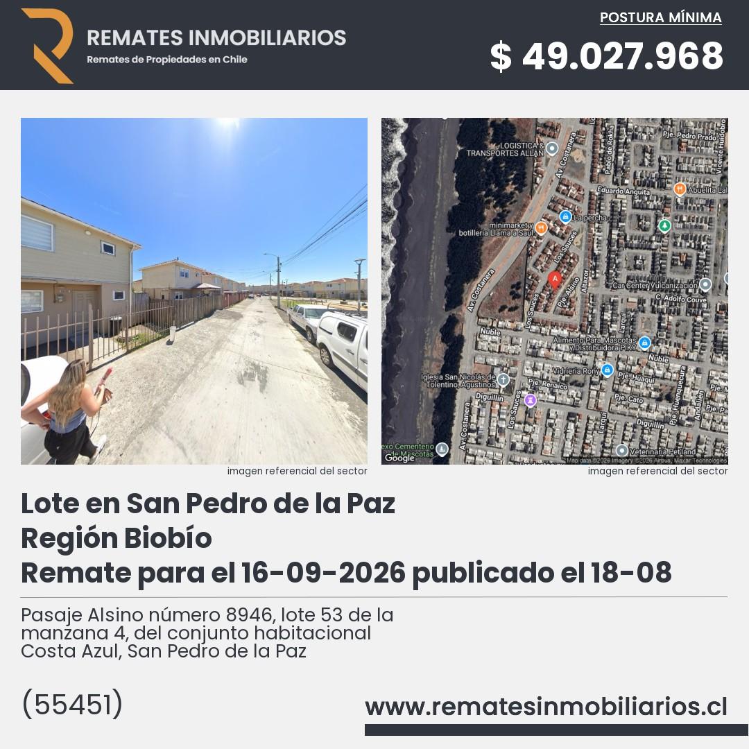 Imagen ficha Pasaje Alsino número 8946, lote 53 de la manzana 4, del conjunto habitacional Costa Azul, San Pedro de la Paz
