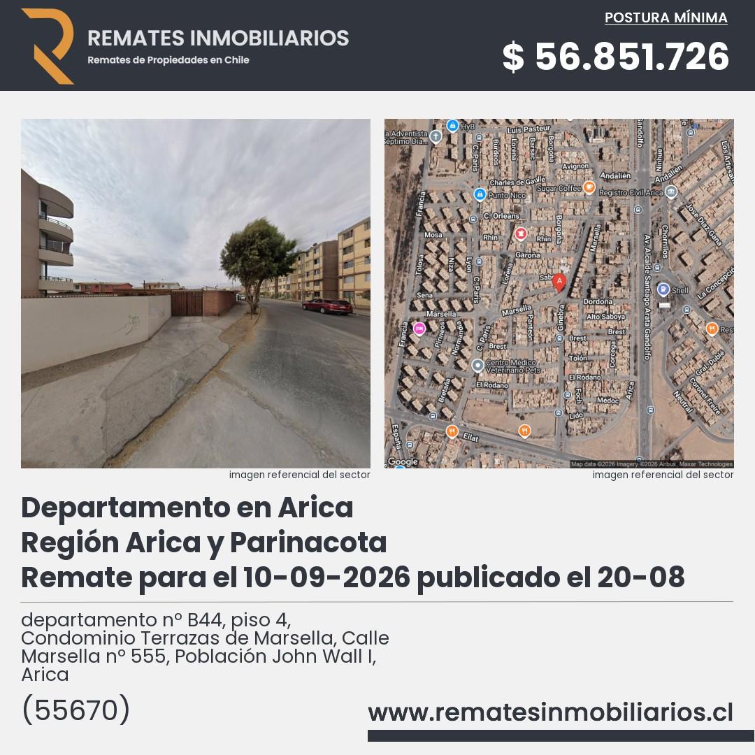 Imagen ficha departamento nº B44, piso 4, Condominio Terrazas de Marsella, Calle Marsella nº 555, Población John Wall I, Arica