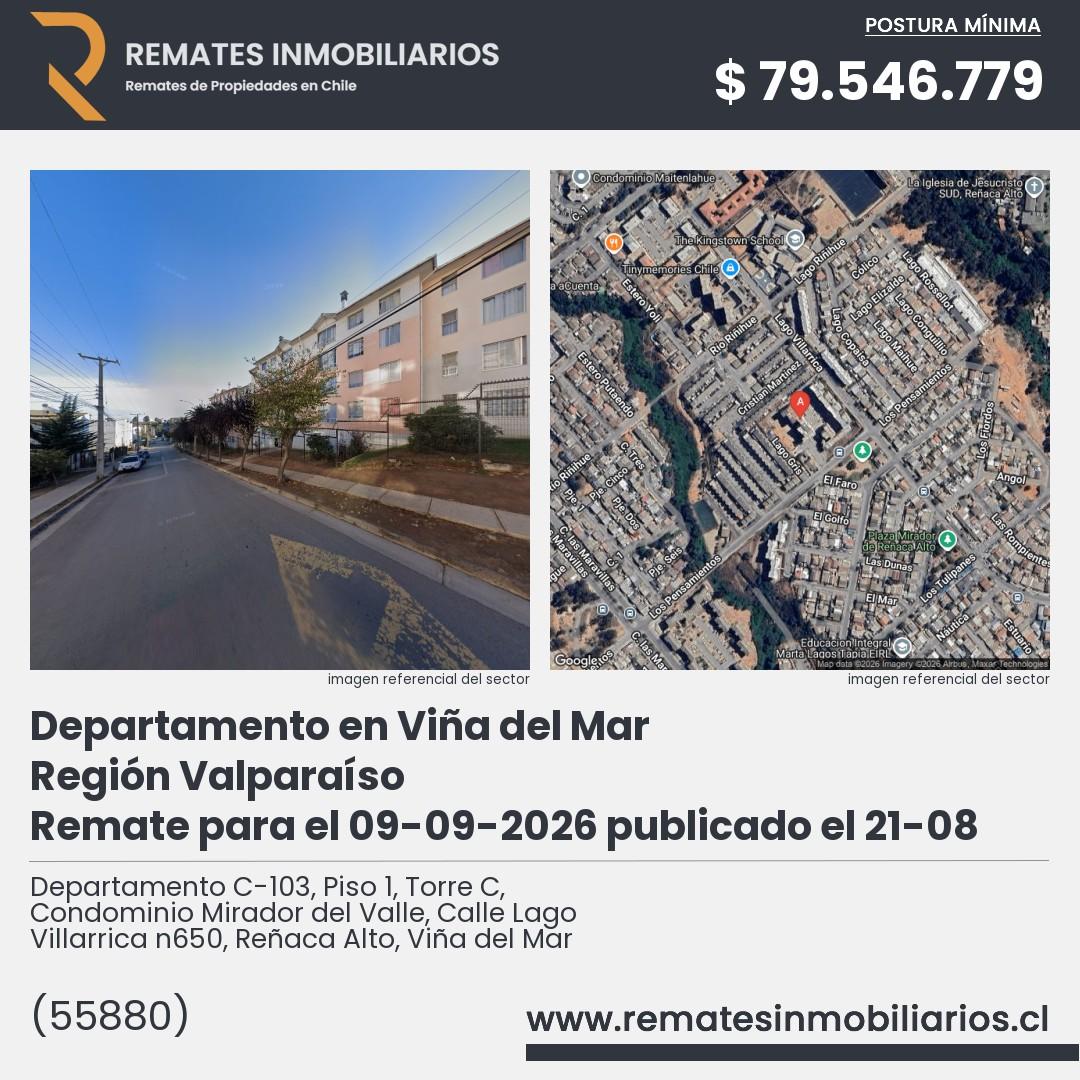 Imagen ficha Departamento C-103, Piso 1, Torre C, Condominio Mirador del Valle, Calle Lago Villarrica n650, Reñaca Alto, Viña del Mar