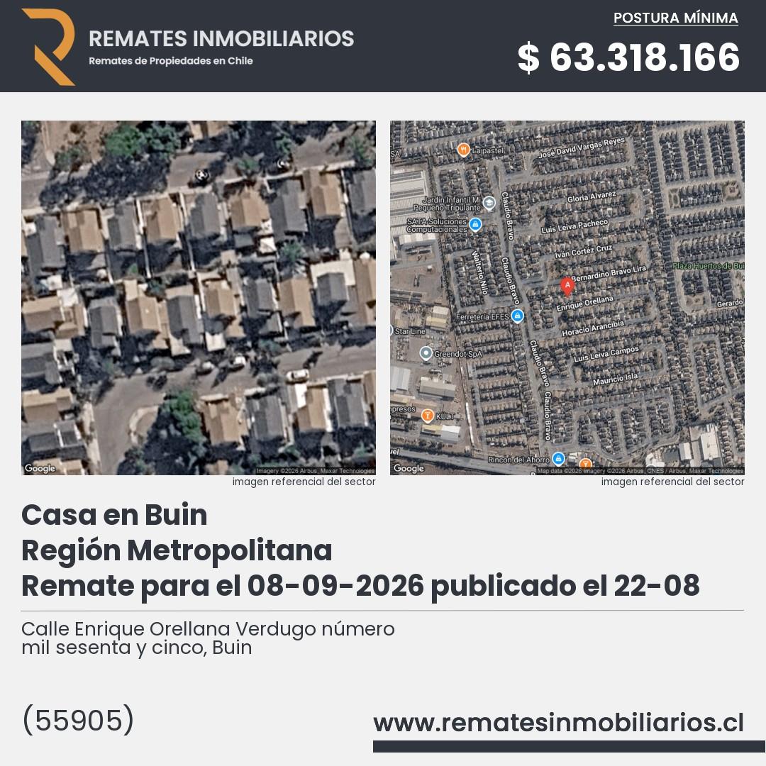 Imagen ficha Calle Enrique Orellana Verdugo número mil sesenta y cinco, Buin